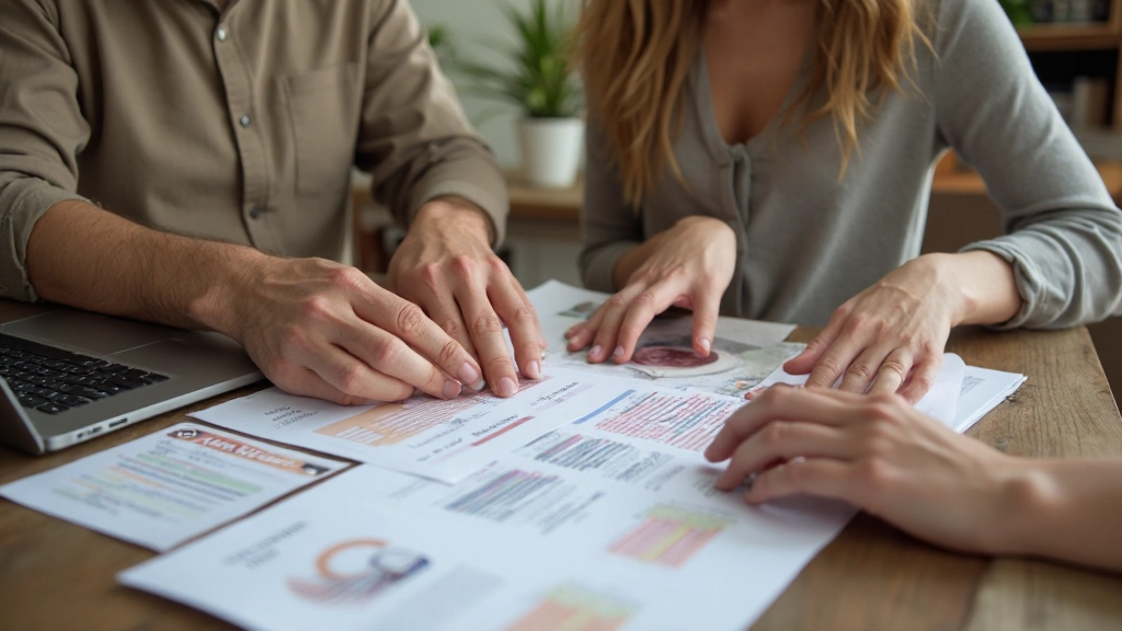 Professionele foto van twee personen die samen maandbudget bespreken aan tafel
