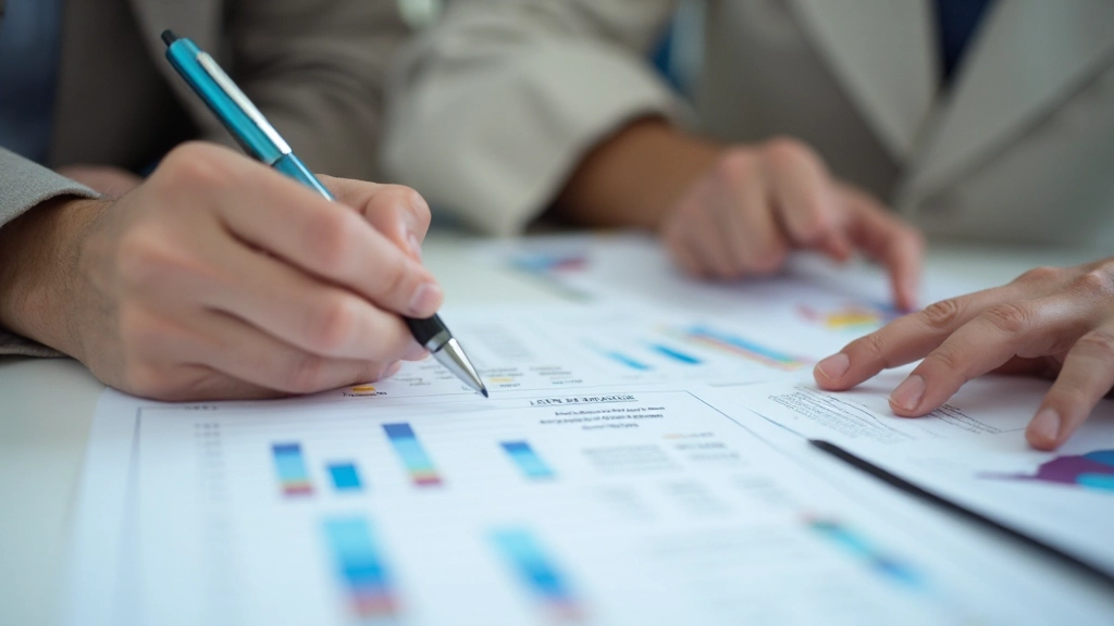 Georganiseerde financiële planningsdocumenten met grafieken en berekeningen op bureau