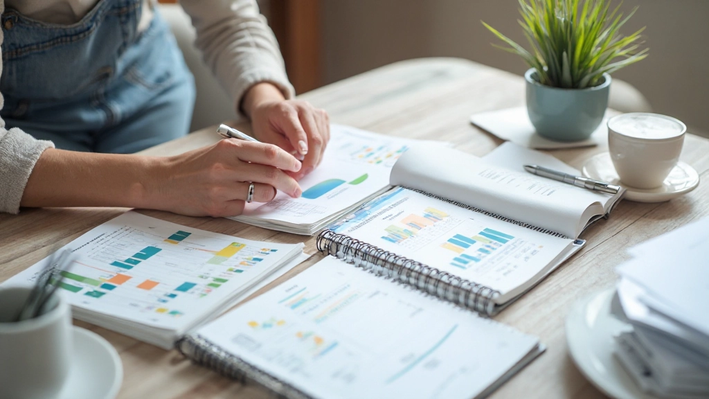 Professionele afbeelding van financiële planning met spreadsheets en grafieken